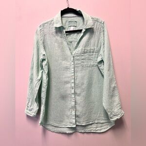 Sigrid Olsen 100% Soft Mint Green Linen Button Down Shirt—Women’s Medium